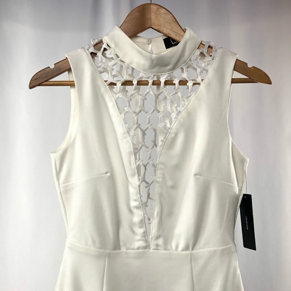 NWT Lulus Lavish Lattice Bodycon Dress‎ in White Size Small - Picture 4 of 11